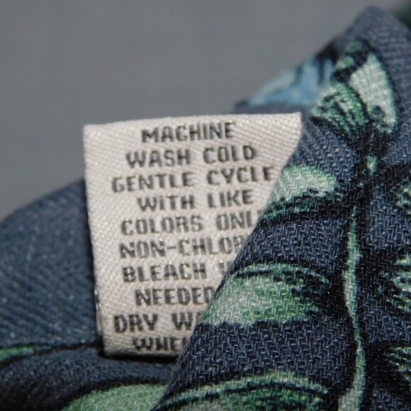 Vintage Silk Mens M Gray Green White Floral Hawaiian Silk Linen Blend Shirt - Picture 6 of 10